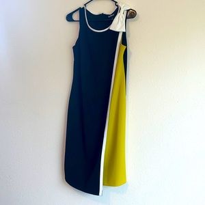 Stylish! Black dress with a slit of green.